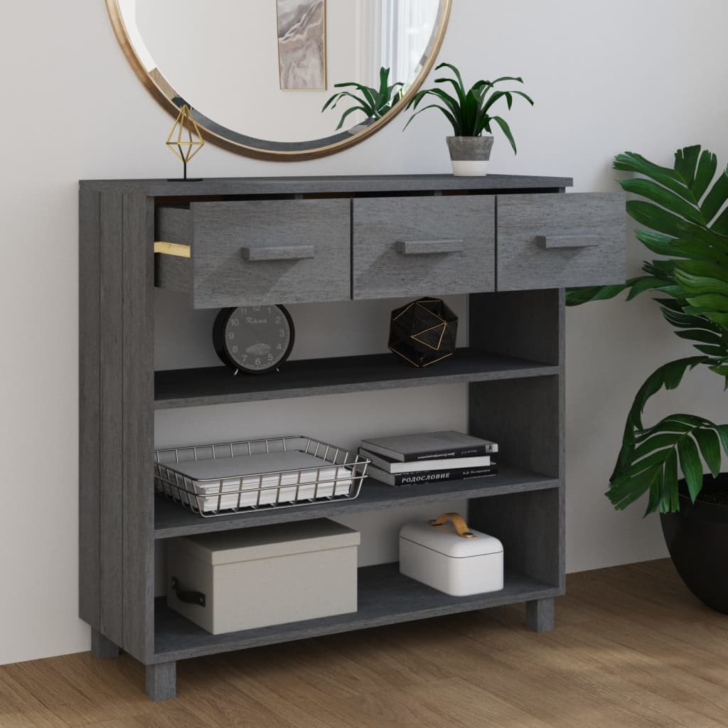 Mesa consola hamar 90x35x90 cm pinho maciço cinza-escuro