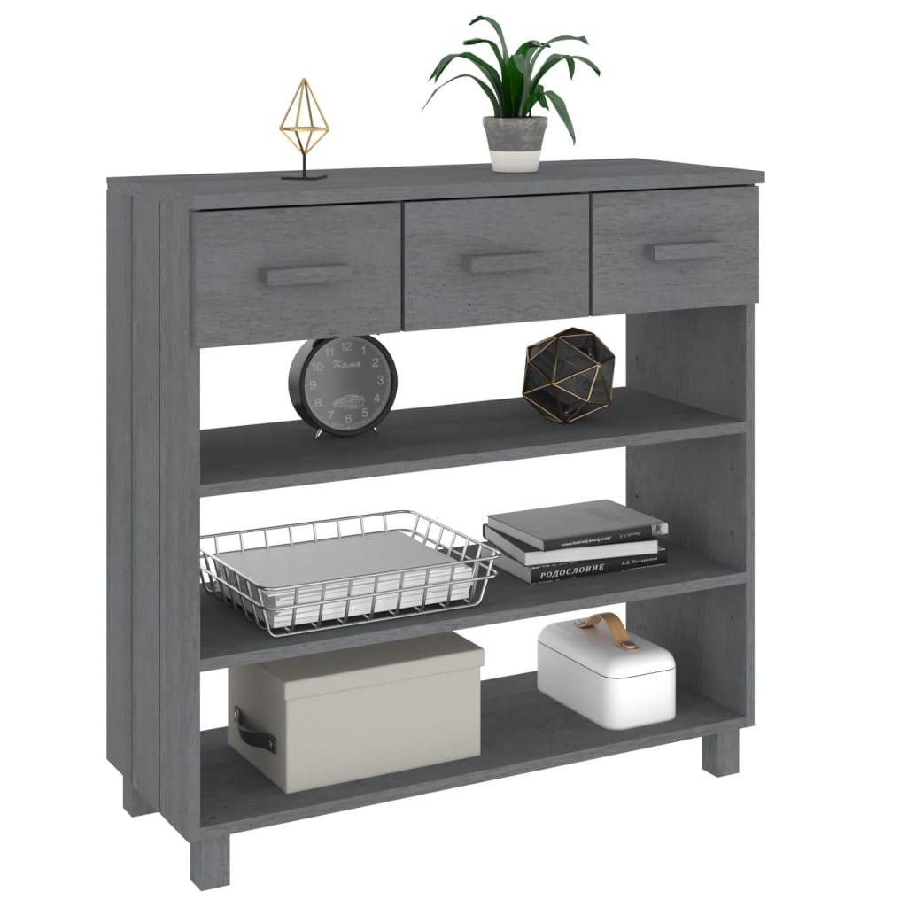 Mesa consola hamar 90x35x90 cm pinho maciço cinza-escuro