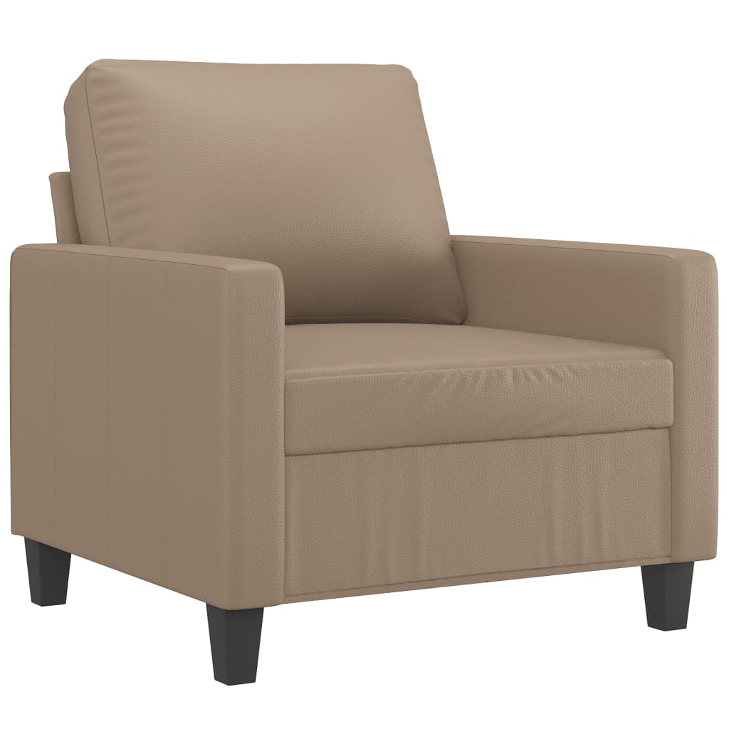 3 Pcs conjunto sofás c/ almofadões couro artificial cappuccino