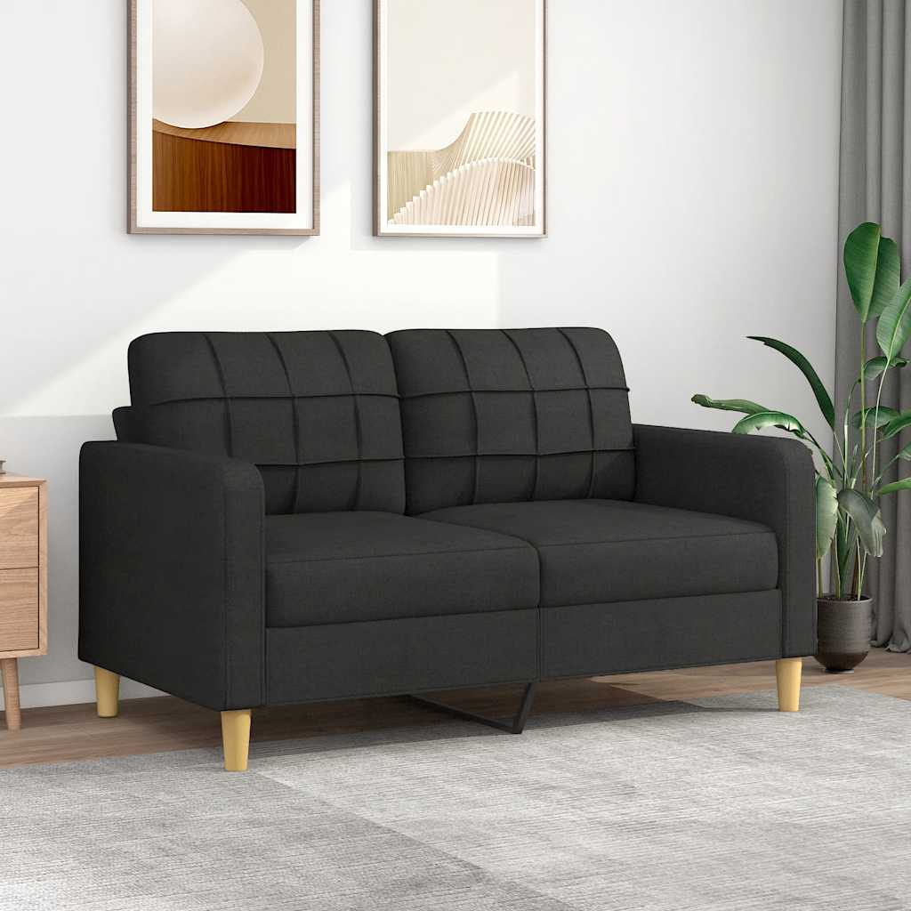 Sofá de 2 lugares tecido 140 cm preto