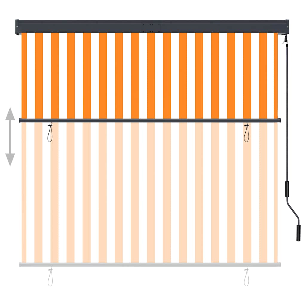 Estore de rolo para exterior 160x250 cm branco e laranja