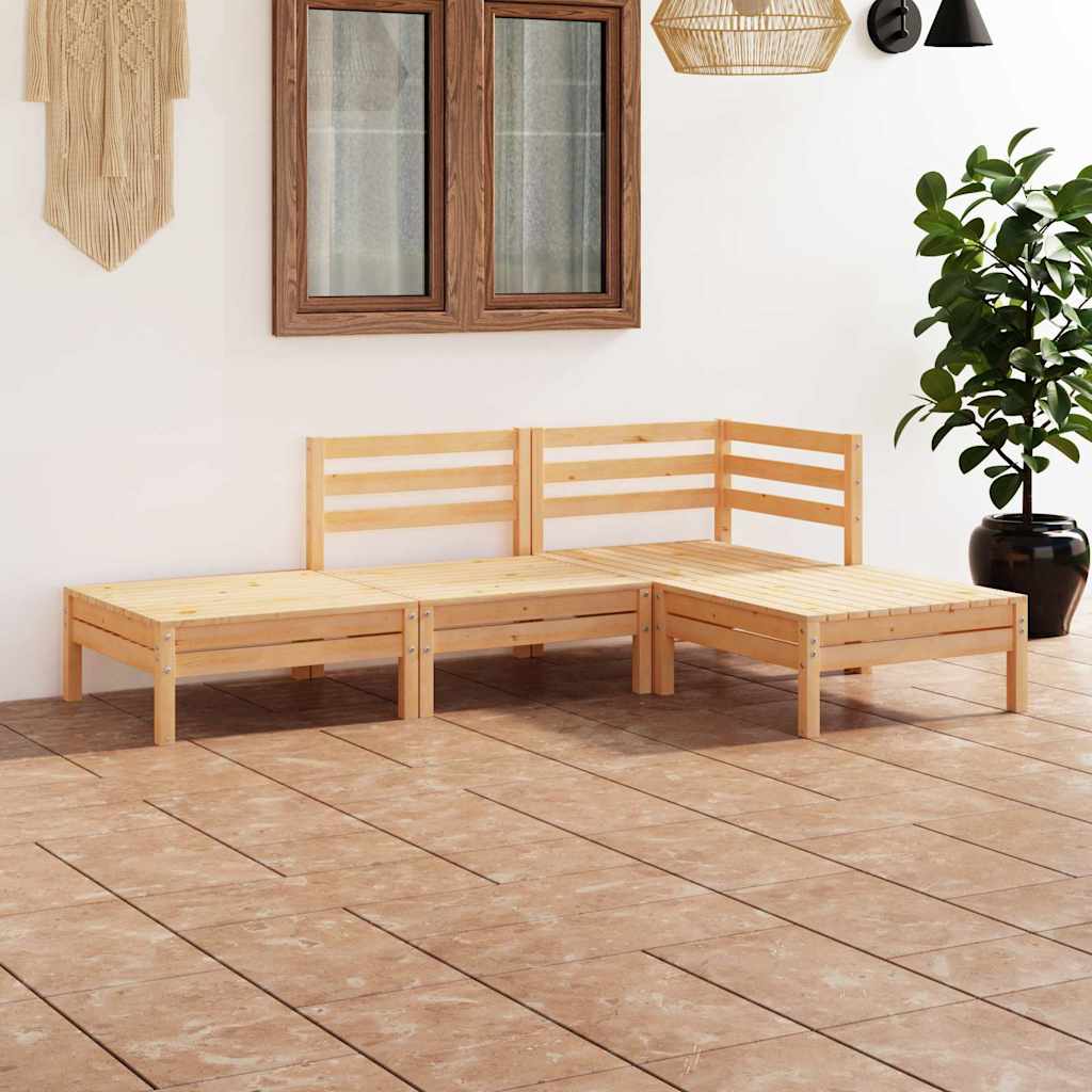 4 Pcs conjunto lounge de jardim pinho maciço