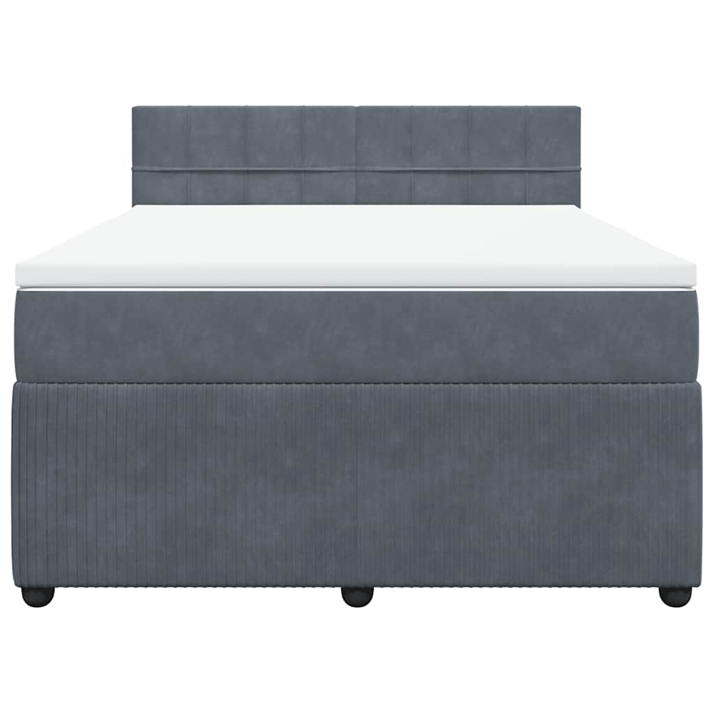 Cama com molas/colchão 160x200 cm veludo cinzento-escuro