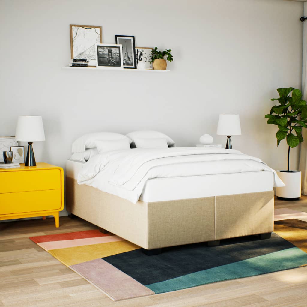 Cama com molas/colchão 140x200 cm tecido cor creme