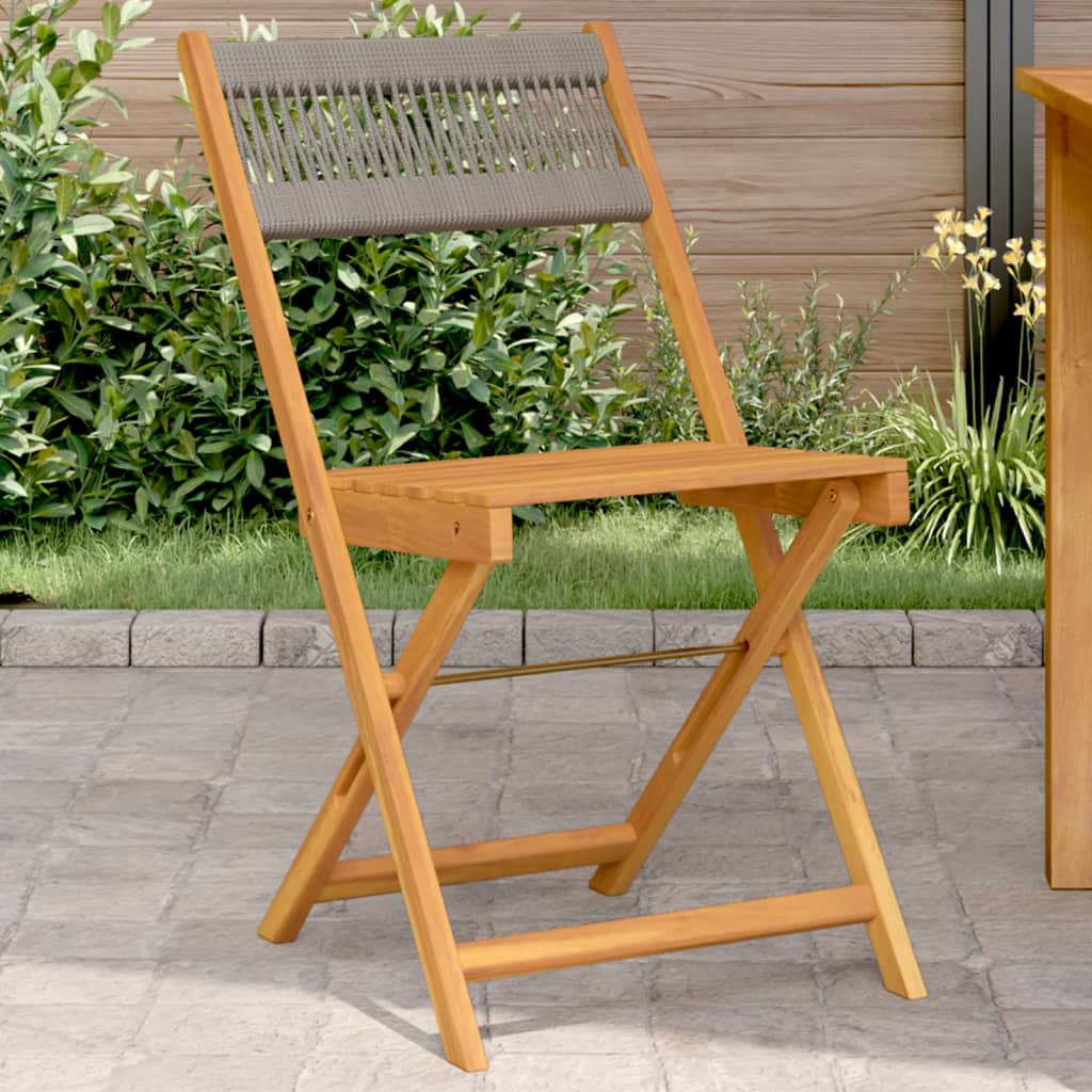 Cadeiras de bistrô 2 pcs acácia maciça e corda cinzento
