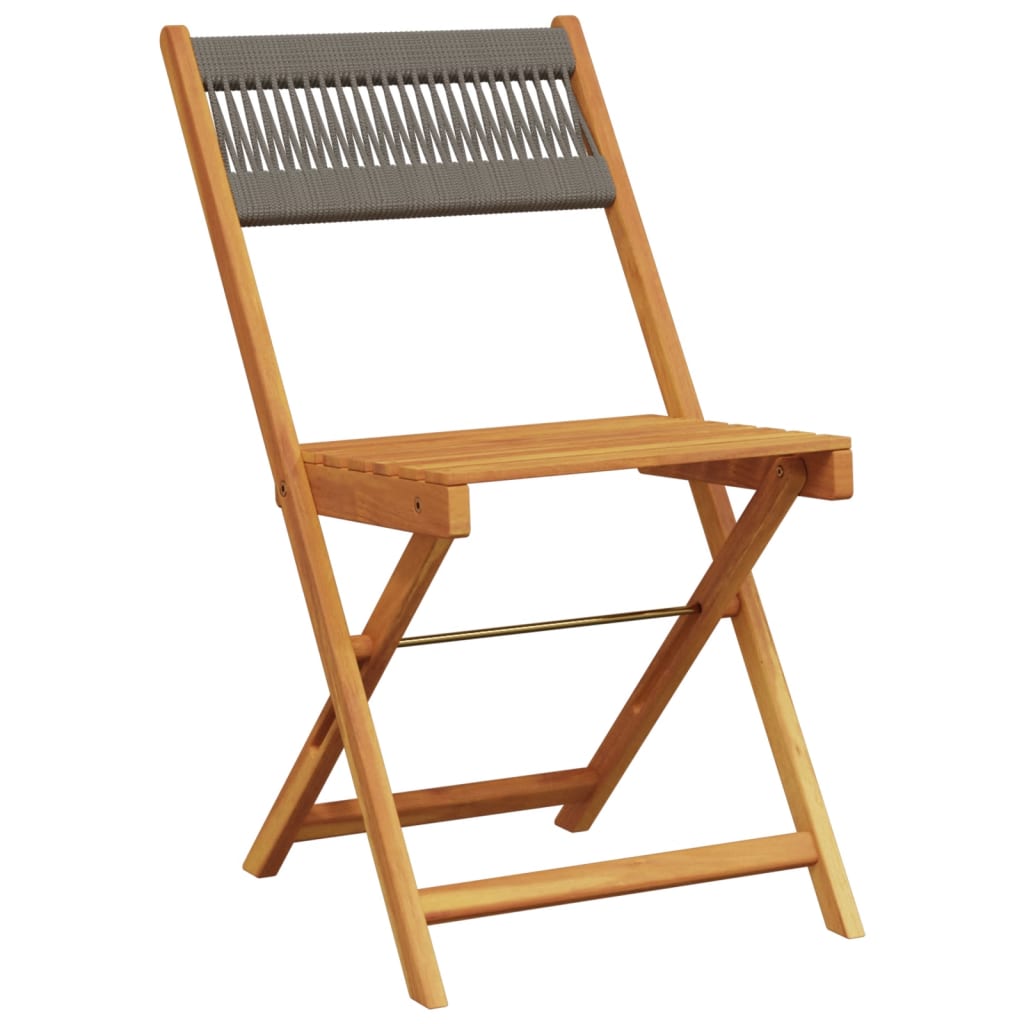 Cadeiras de bistrô 2 pcs acácia maciça e corda cinzento