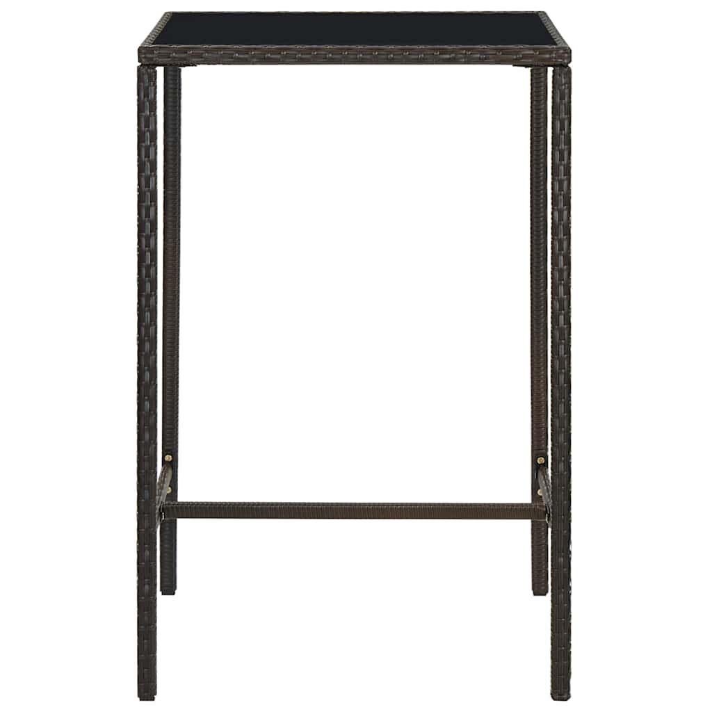 5 Pcs conjunto de bar para jardim vime PE castanho