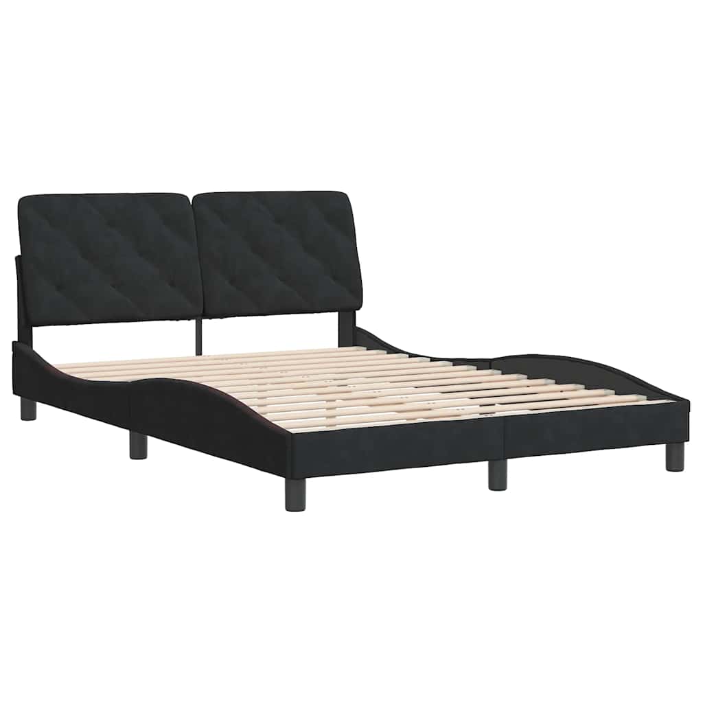 Estrutura de cama sem colchão 120x200 cm veludo preto