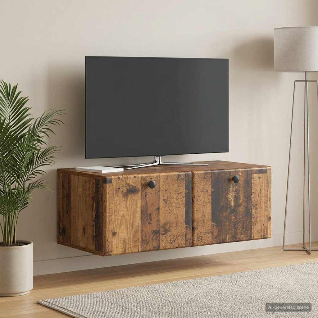 Gabinete de TV de parede 78,5 x 41 x 30 cm madeira antiga