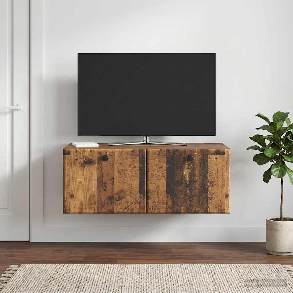 Gabinete de TV de parede 78,5 x 41 x 30 cm madeira antiga