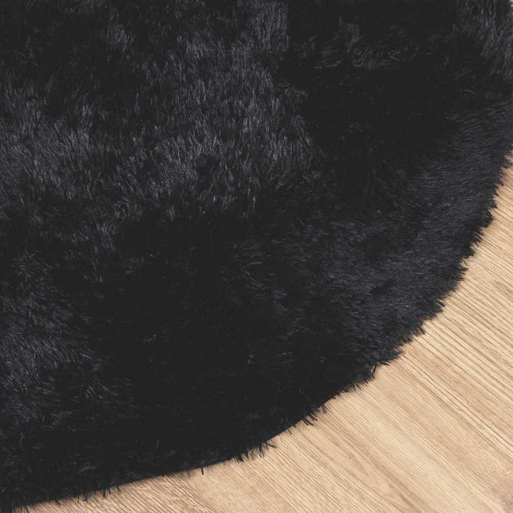 Tapete shaggy de pelo alto navarra 160x160 cm poliéster preto