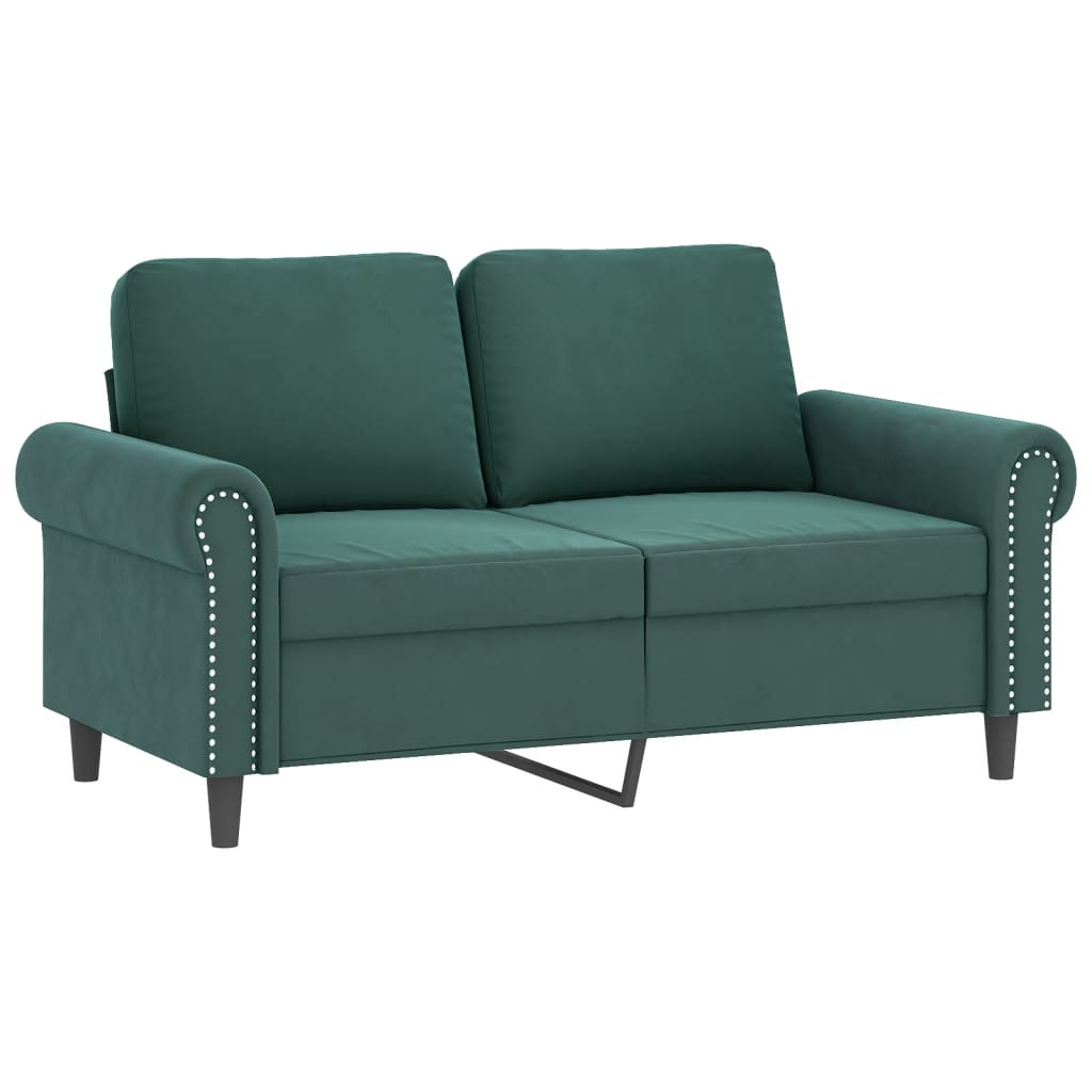 4 Pcs conjunto de sofás com almofadões veludo verde-escuro