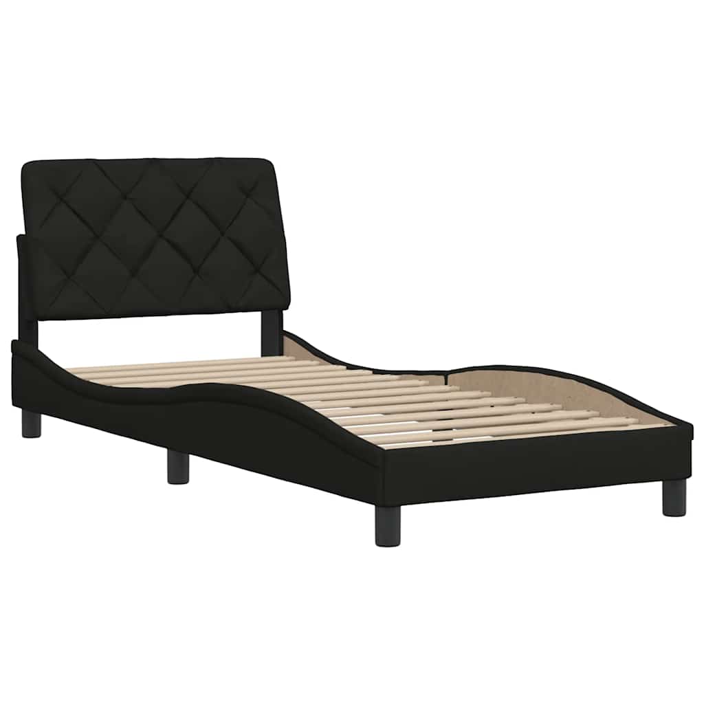 Estrutura de cama sem colchão 80x200 cm tecido preto
