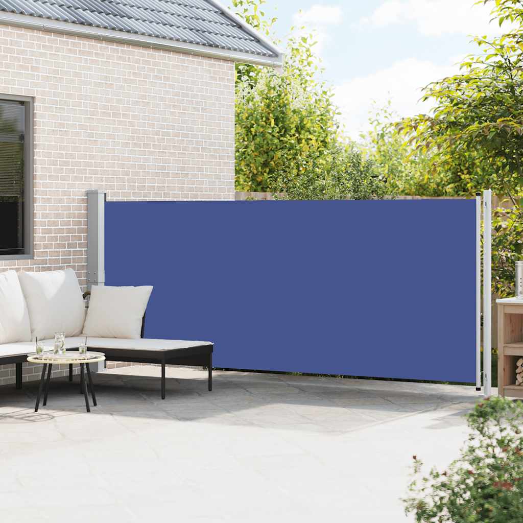 Toldo lateral retrátil para pátio 600x160 cm azul