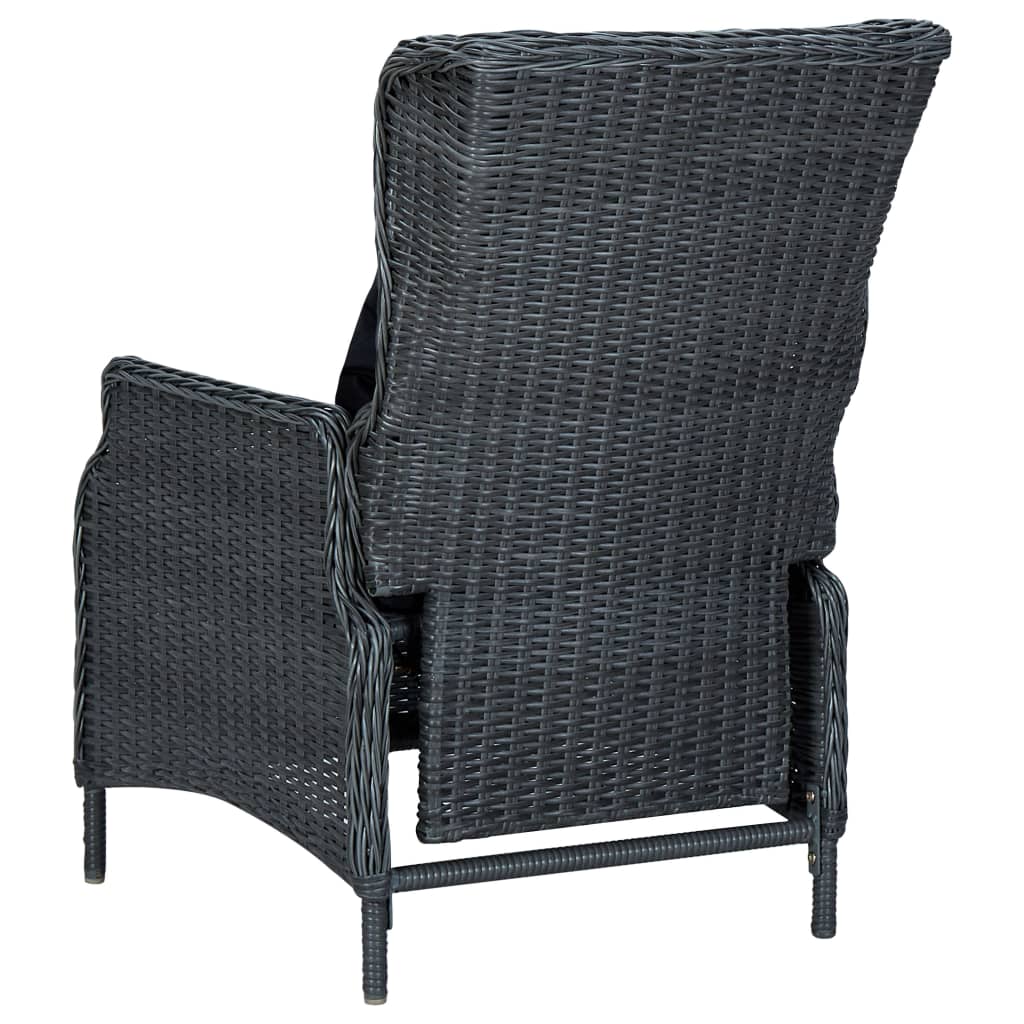 9 Pcs conj. jantar exterior c/ almofadões vime PE cinza-escuro