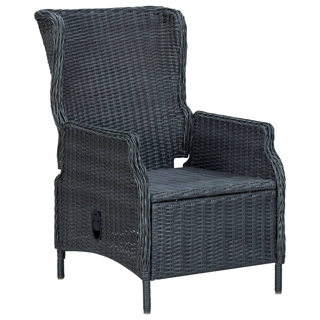 9 Pcs conj. jantar exterior c/ almofadões vime PE cinza-escuro
