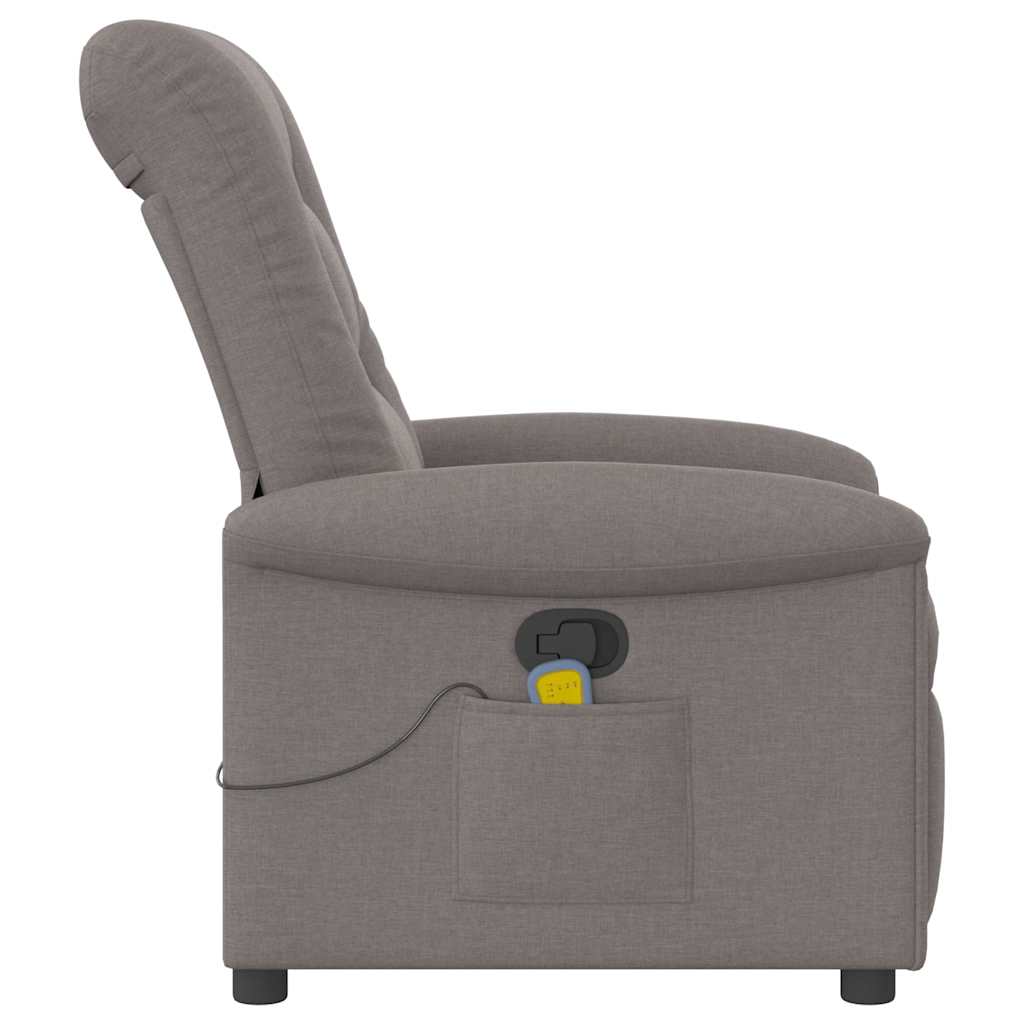 Poltrona de massagens reclinável tecido cinzento-acastanhado