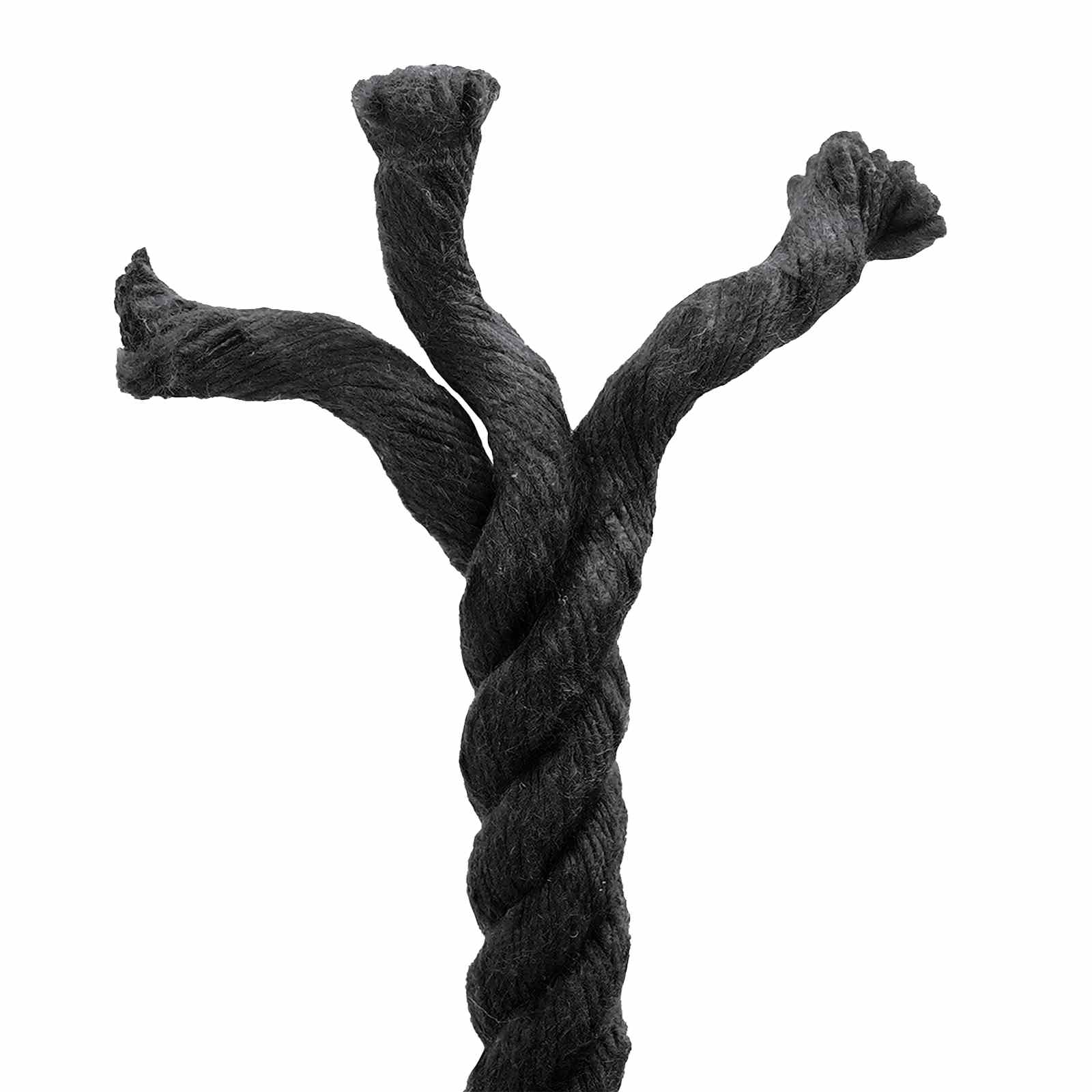 Corda de algodão 14 mm 50 m preto 100% algodão