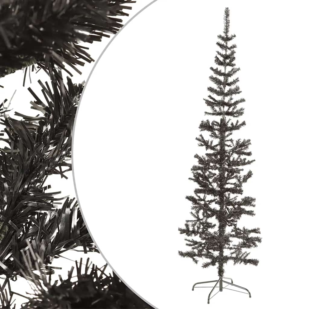 Árvore de natal fina 210 cm preto