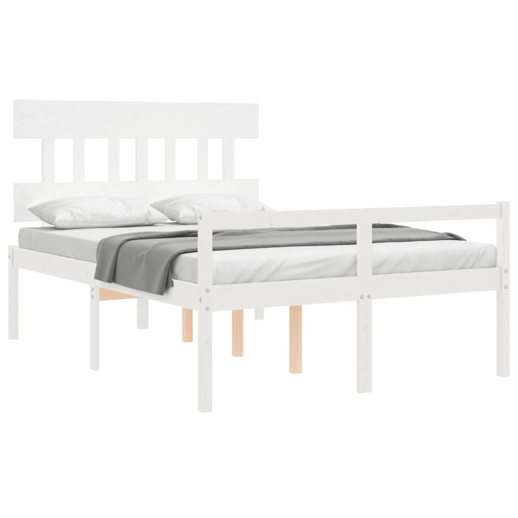 Cama de casal para idosos c/ cabeceira madeira maciça branco