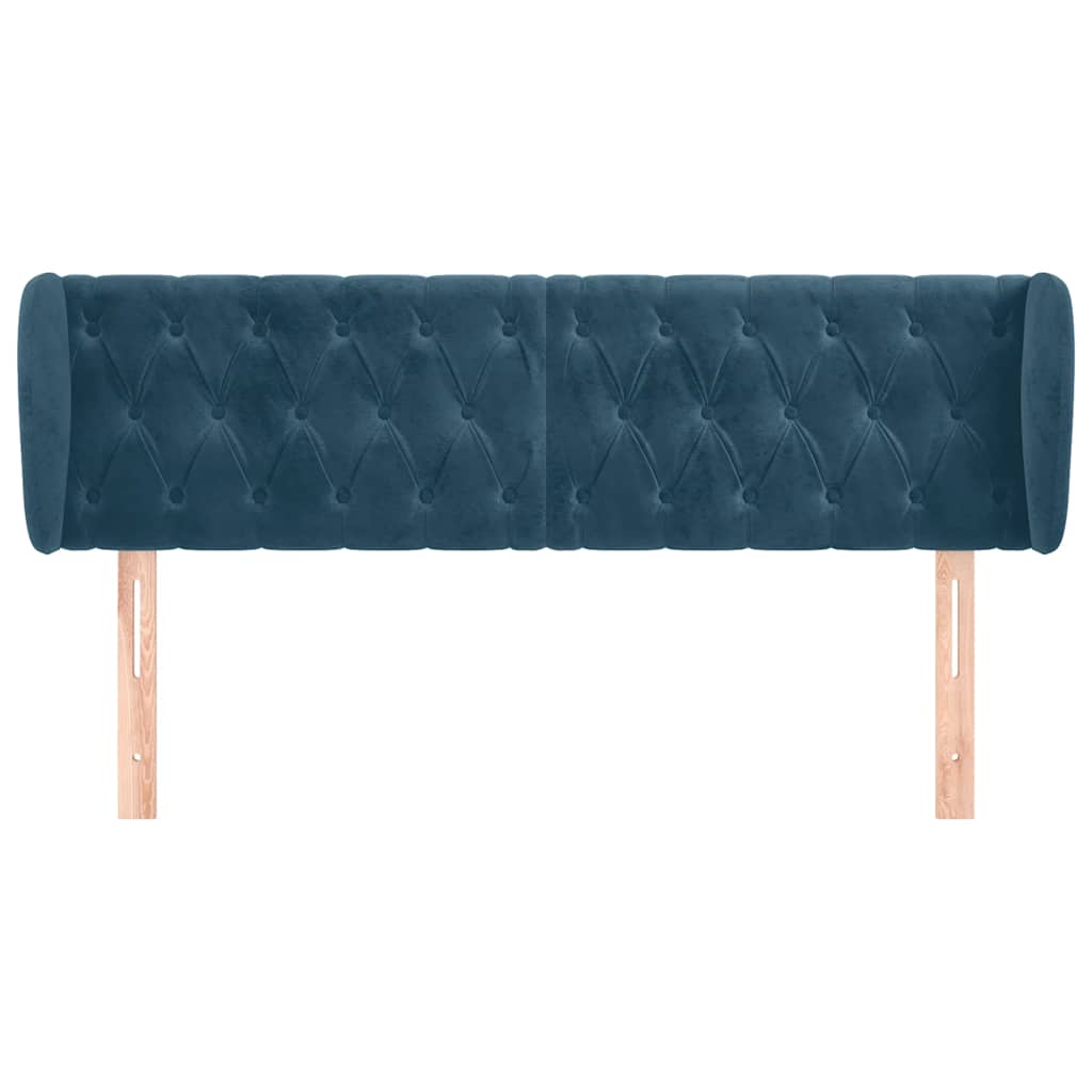 Cabeceira de cama c/ abas veludo 163x23x78/88cm azul-escuro