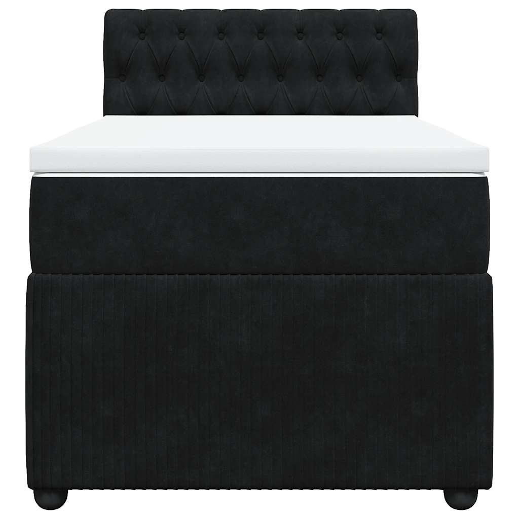 Cama com molas/colchão 90x190 cm veludo preto