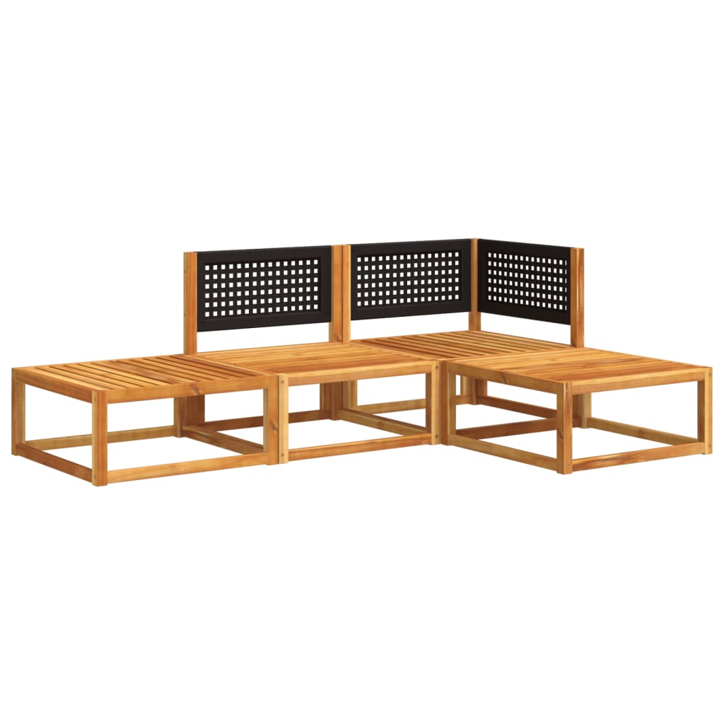 Conjunto de sofás de jardim de 4 peças com almofadas de madeira de acácia e vime