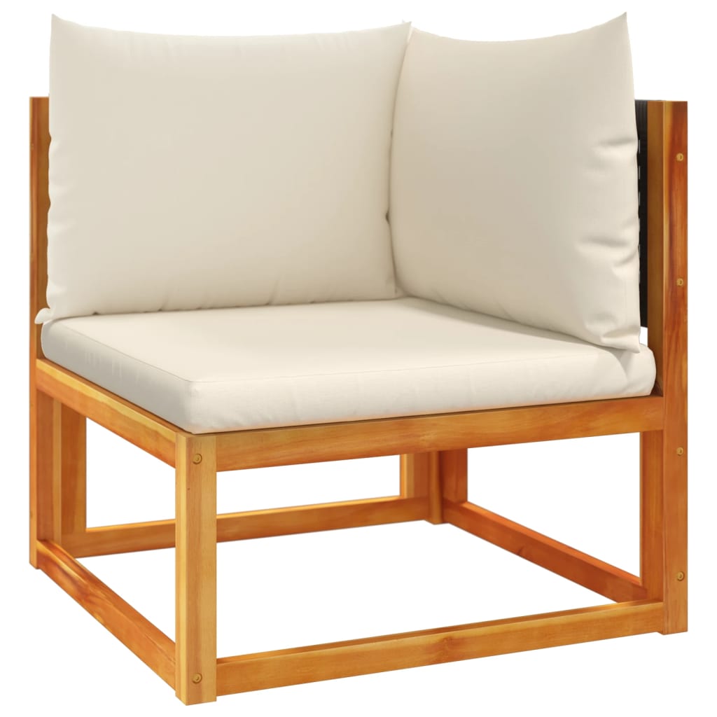 Conjunto de sofás de jardim de 4 peças com almofadas de madeira de acácia e vime