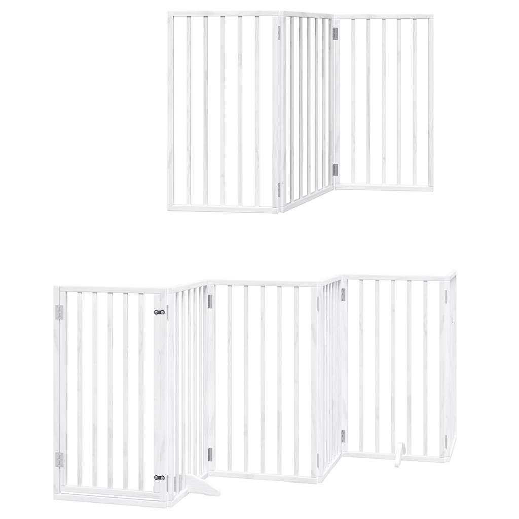 Portão p/ cães com porta dobrável 12 painéis 600cm álamo branco