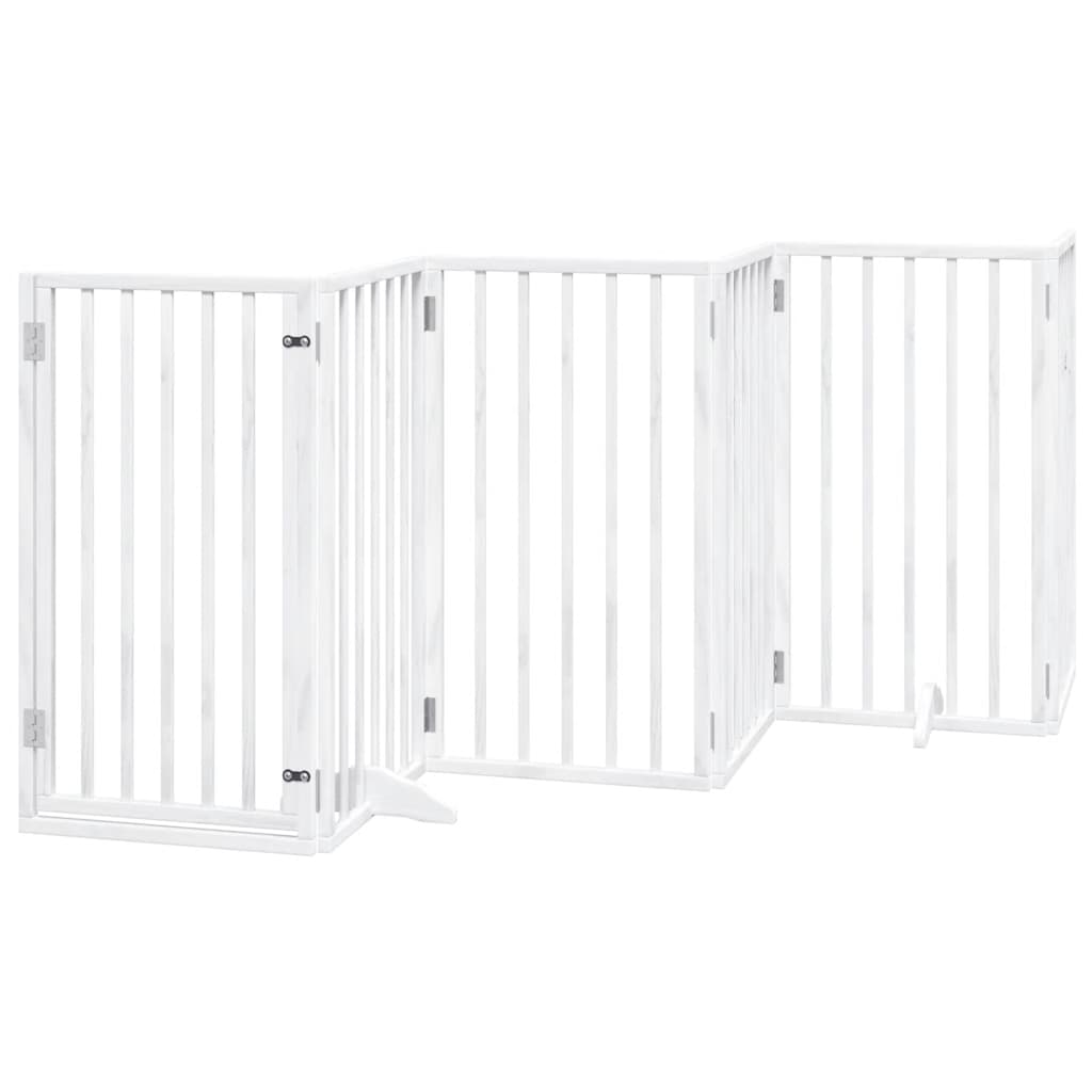 Portão p/ cães com porta dobrável 12 painéis 600cm álamo branco
