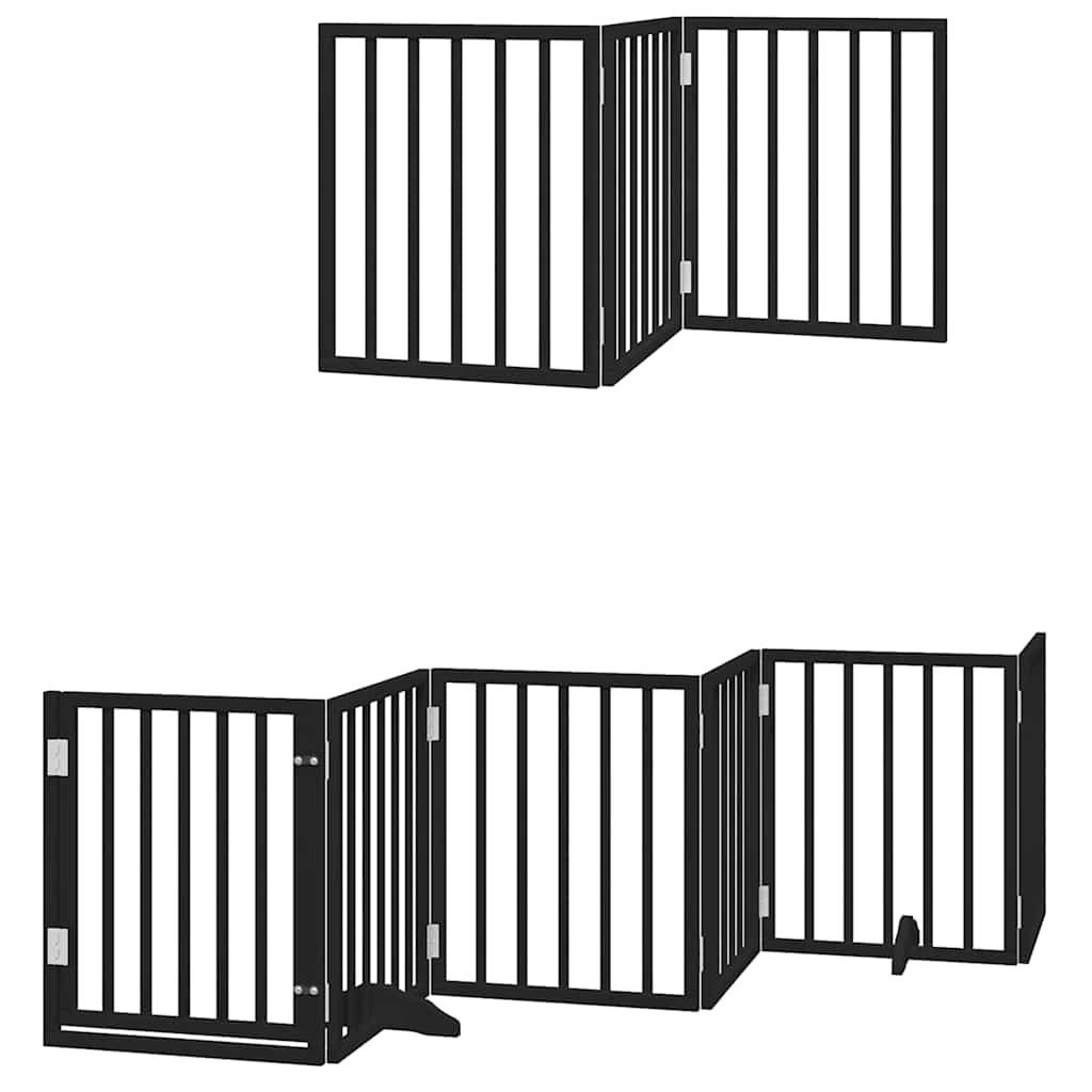 Portão p/ cães com porta dobrável 12 painéis 600 cm álamo preto