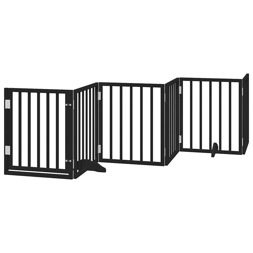 Portão p/ cães com porta dobrável 12 painéis 600 cm álamo preto