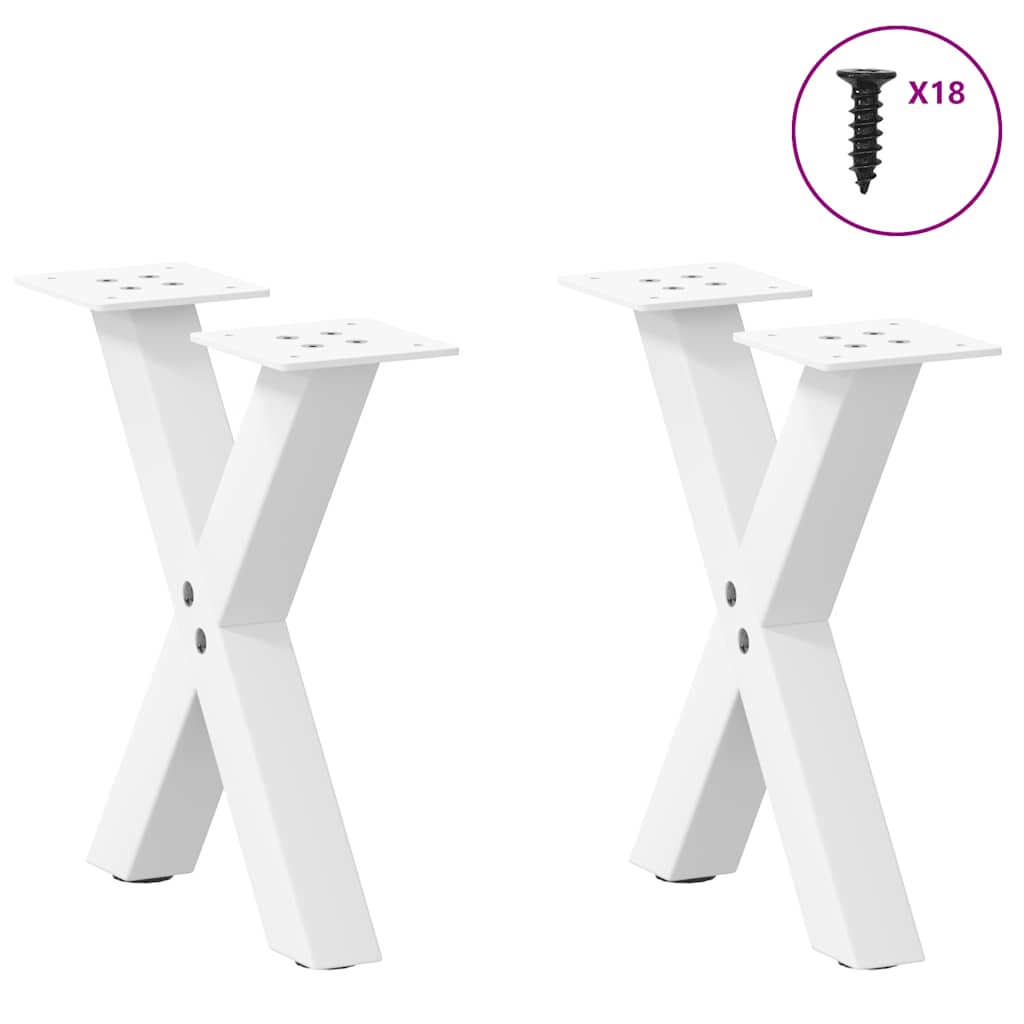 Pés para mesa de centro em formato de x, 2 peças, branco, 30x(30-31) cm, aço