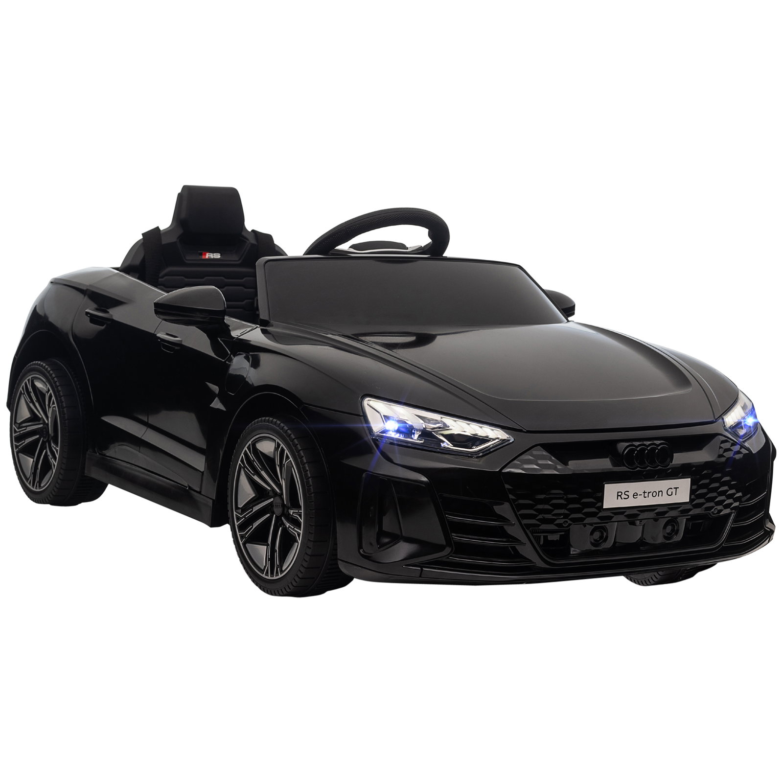 Carro elétrico audi rs e-tron gt 12v com 2 motores faróis LED buzina música USB 3-5km/h 103x58x41cm preto