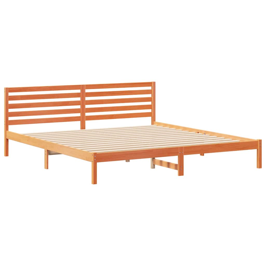 Estrutura da cama com cabeceira marrom cera 200 x 220 cm
