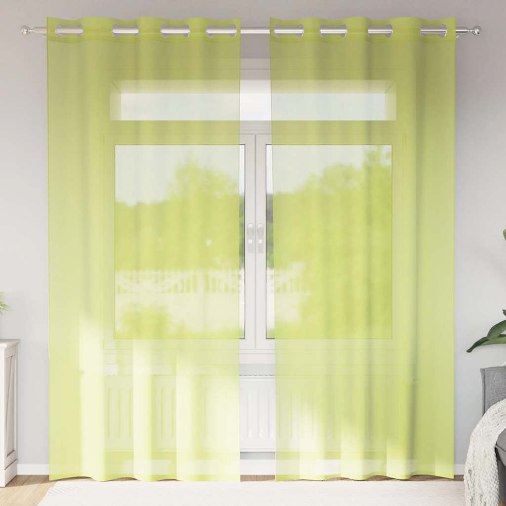 Cortinas de voile com ilhós 2 pcs verde-maçã 140x225 cm