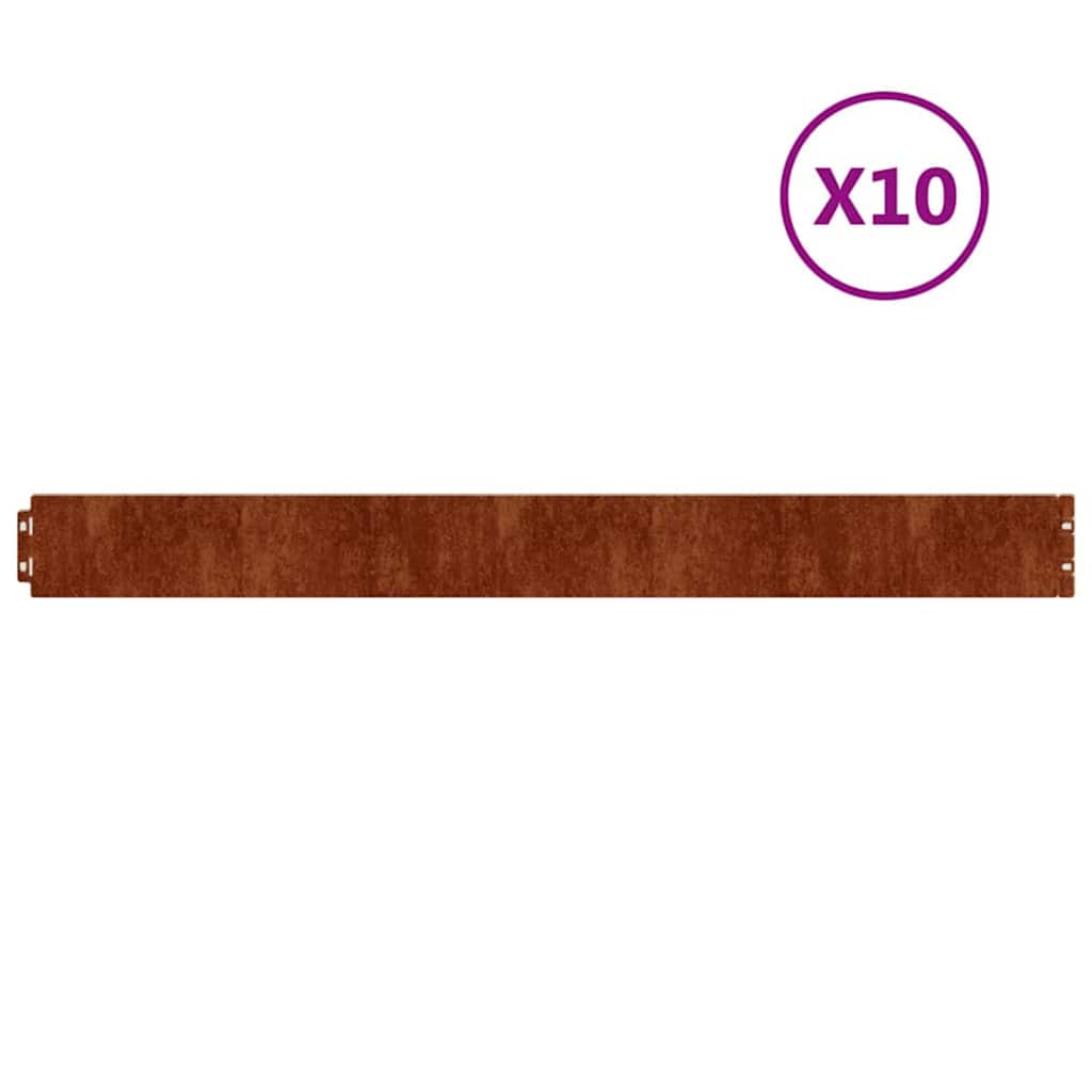 Bordas de relvado 10 pcs 10x103 cm aço corten flexível