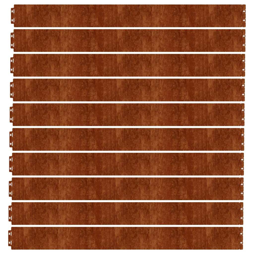 Bordas de relvado 10 pcs 10x103 cm aço corten flexível