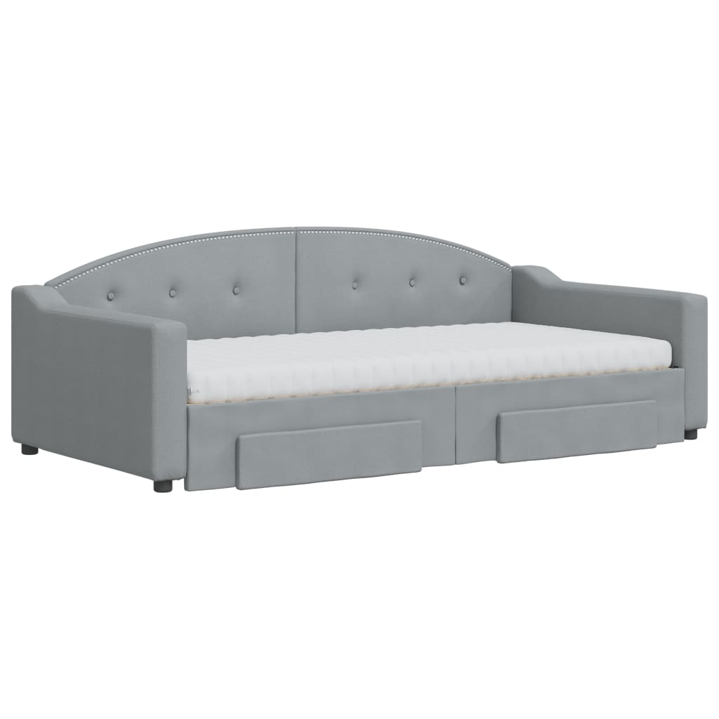 Sofá-cama c/ gavetão e gavetas 100x200 cm tecido cinzento-claro
