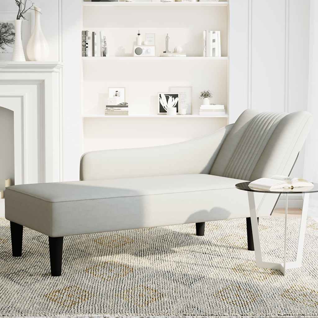 Chaise-longue com apoio de braço direito veludo cinzento claro