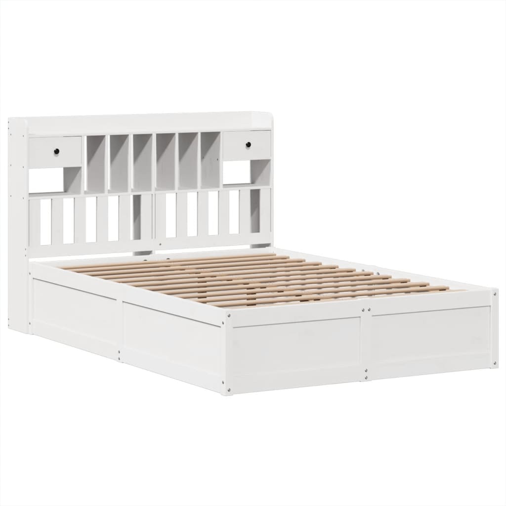 Cama sem colchão 140x190 cm madeira de pinho maciça branco