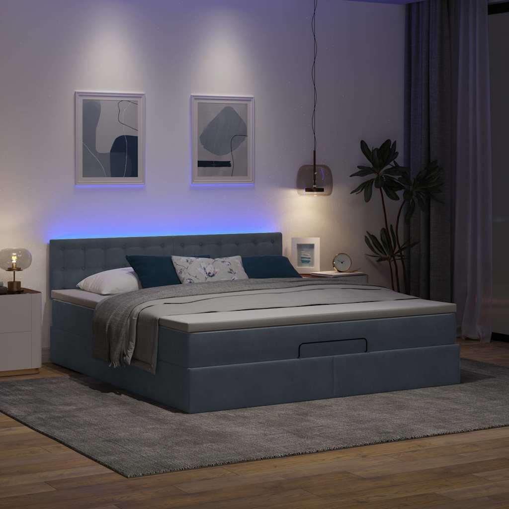 Estrutura de cama otomana com colchão 180x200cm cinzento escuro