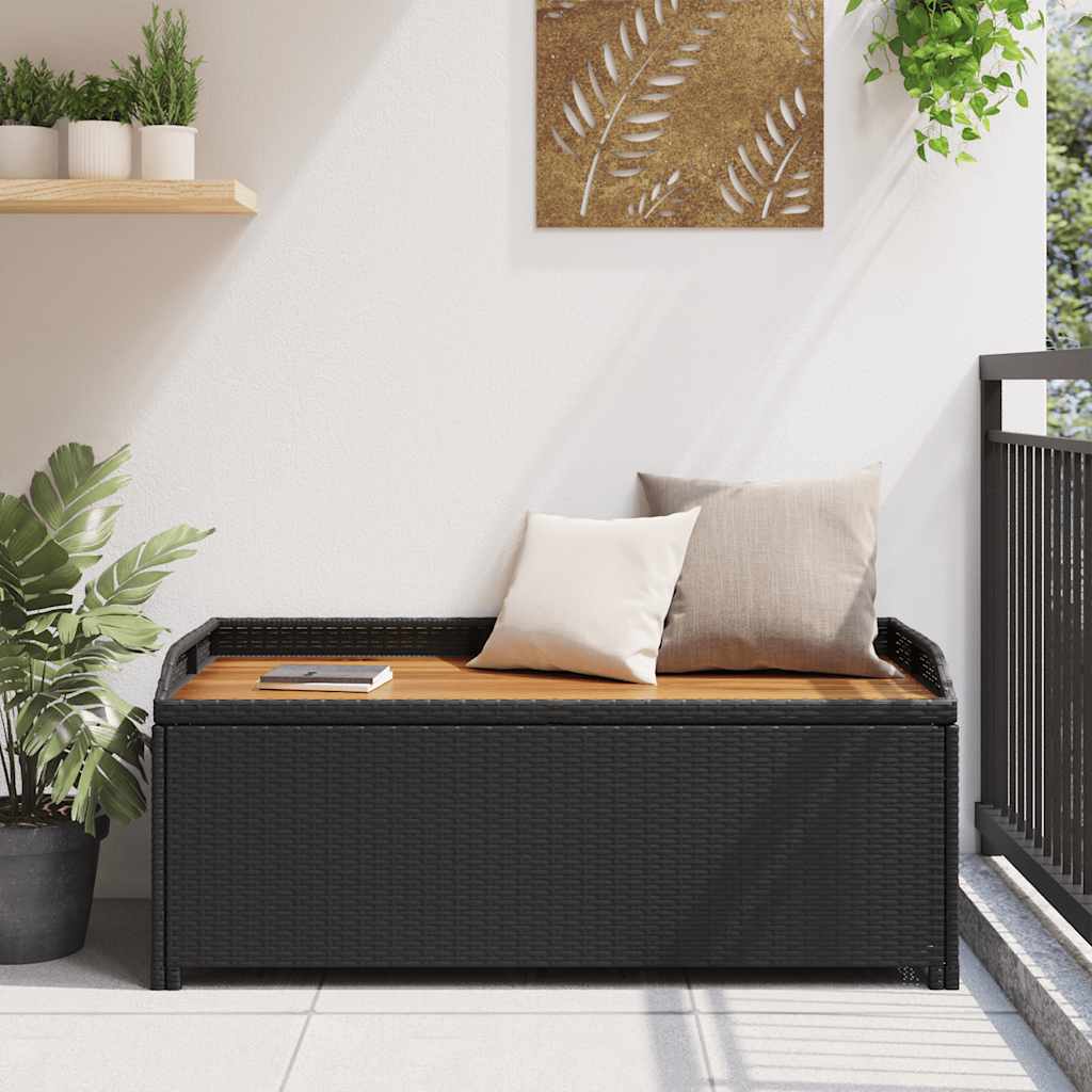 Banco de jardim c/ arrumação 120 cm vime PE preto