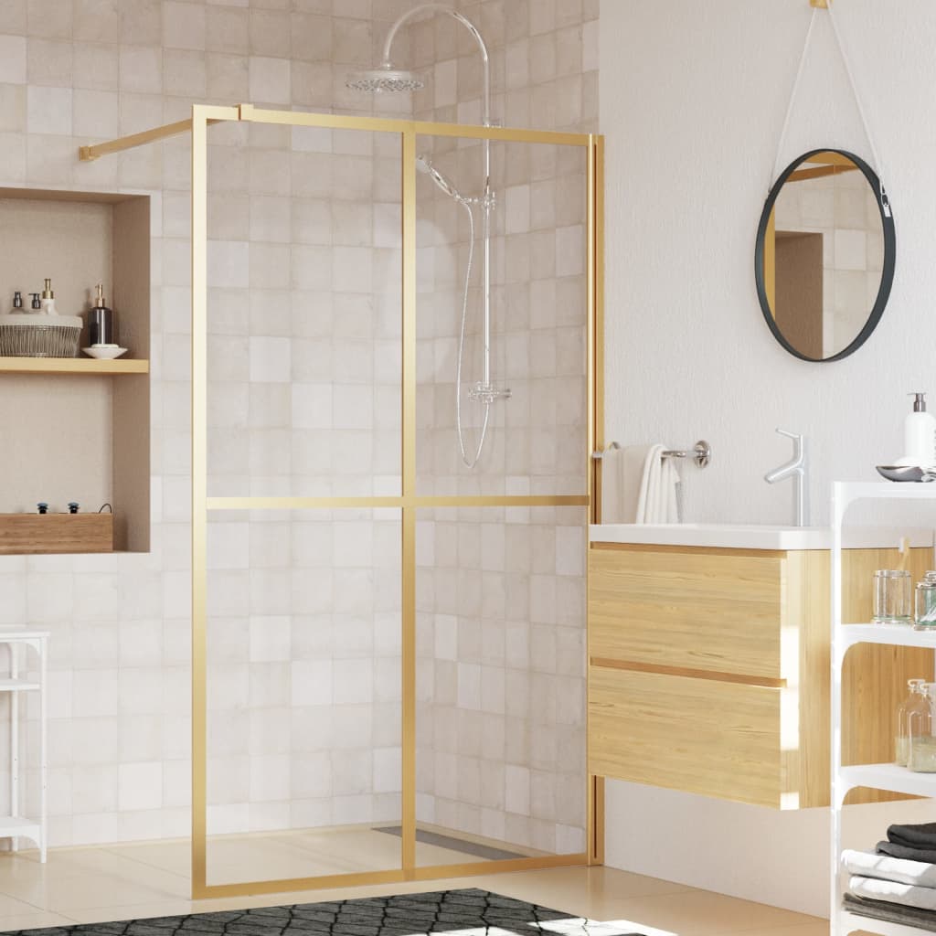 Divisória de chuveiro 118x195 cm vidro transparente esg dourado