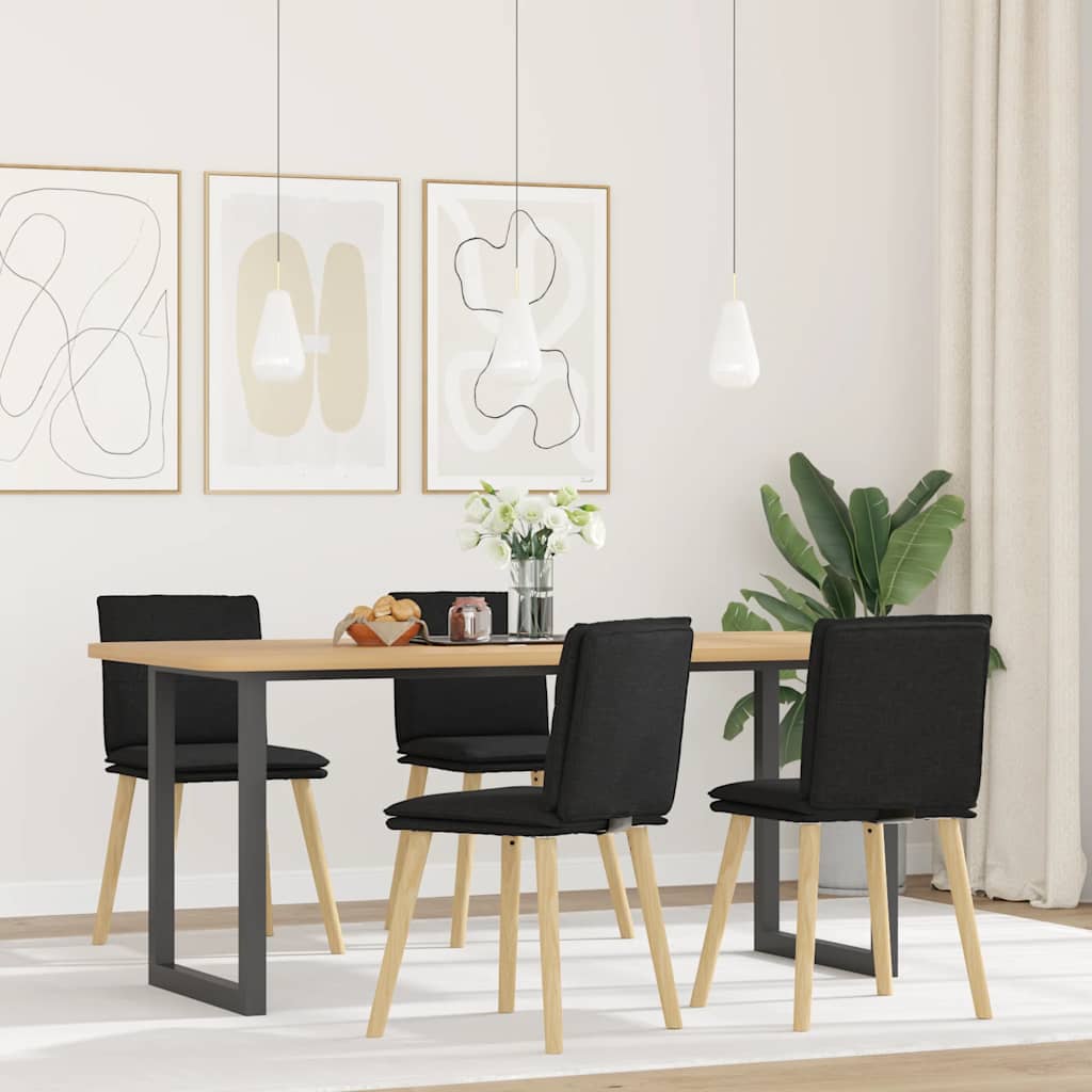 Cadeiras de jantar 4 pcs tecido preto
