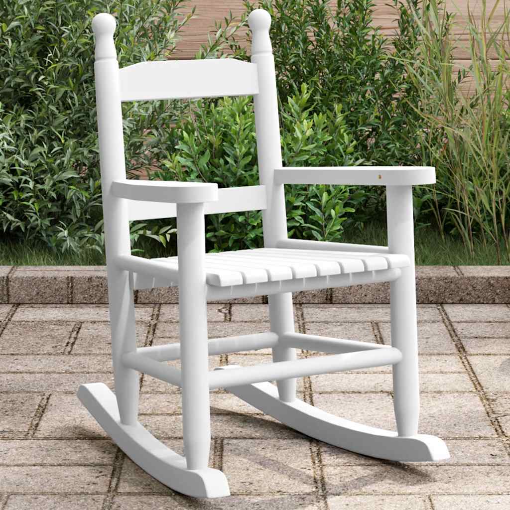 Cadeira de baloiço infantil madeira de álamo maciça branco