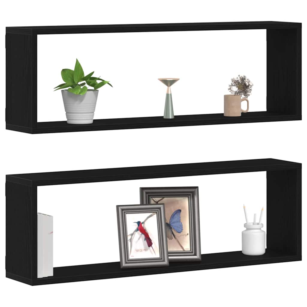 Prateleiras de parede montagem na parede 2 unid. carvalho preto