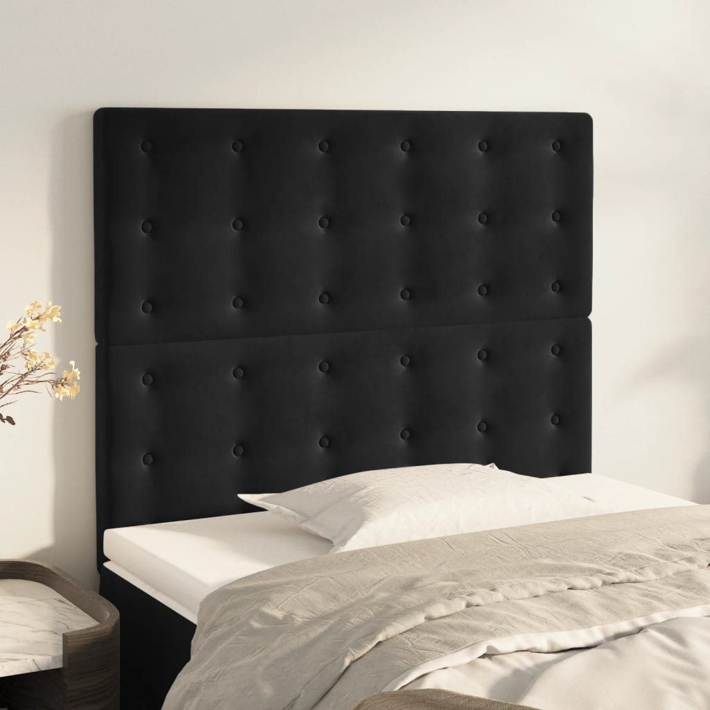 Cabeceira preta 80x5x118/128 cm veludo