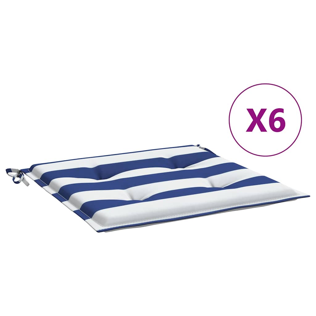 Almofadões p/ cadeira 2pcs 50x50x4 cm tecido riscas azul/branco