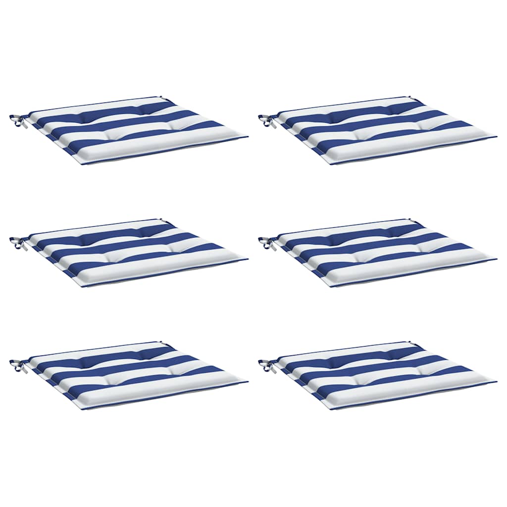 Almofadões p/ cadeira 2pcs 50x50x4 cm tecido riscas azul/branco